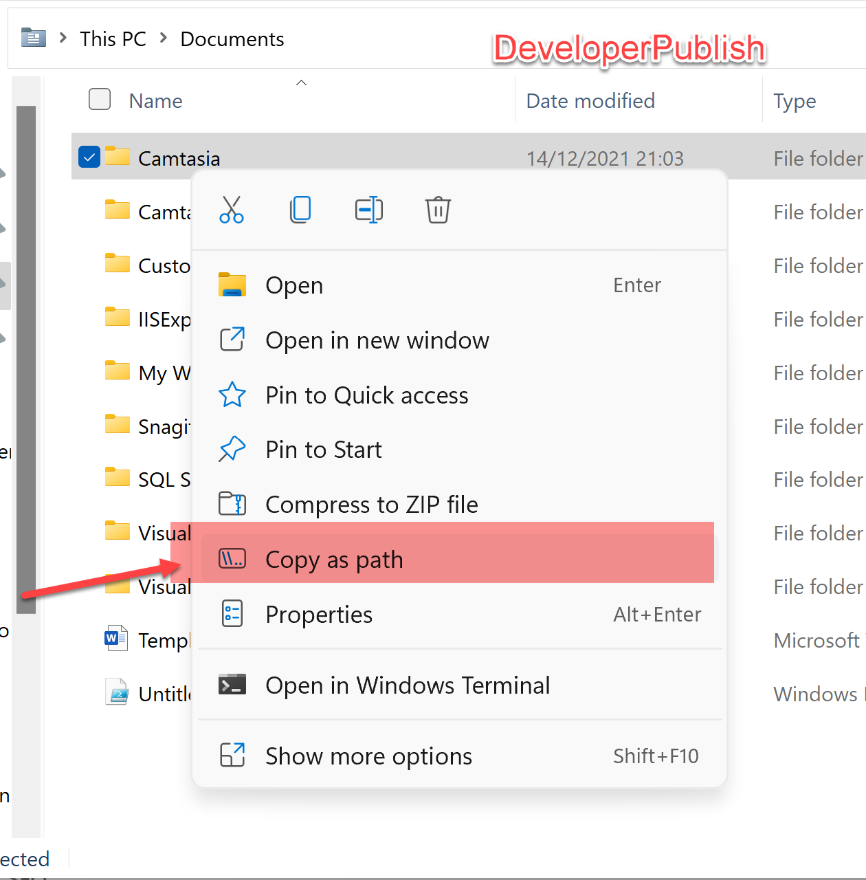 copy path of a file windows