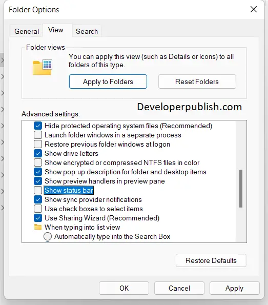 How to Show or Hide Status Bar in File Explorer in Windows 11?