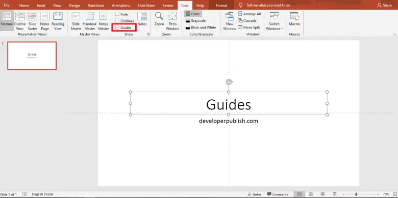 Guides in Microsoft PowerPoint