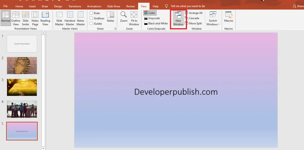 How to open New Display Window for the Presentation in PowerPoint?