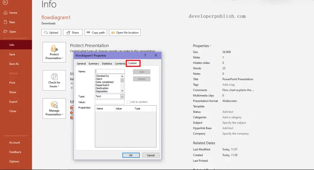 Setting File Properties in PowerPoint