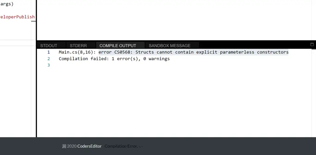 C# Error CS0568 – Structs cannot contain explicit parameterless constructors