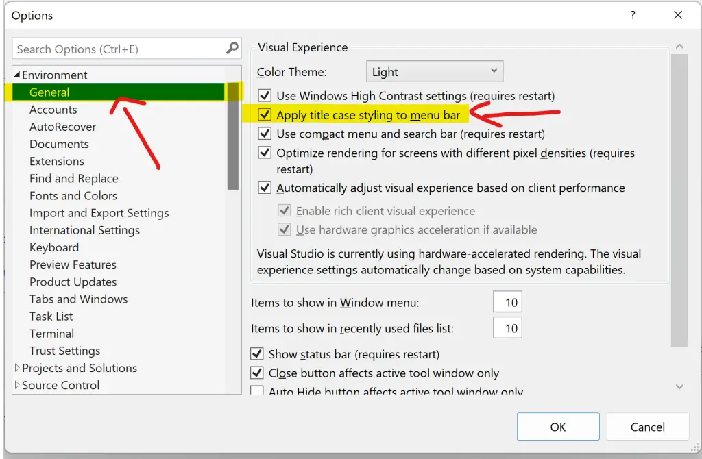 Visual Studio Tip # 1 - Apply Title case styling to Menu