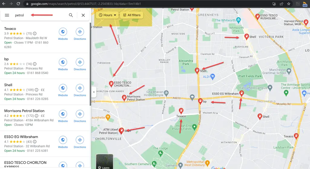 How to Find the Nearest Petrol or Gas Station on Google Maps?