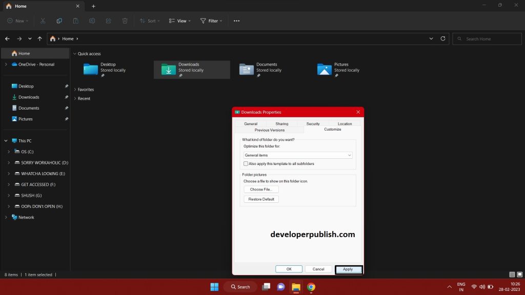 "Customize this folder" in Windows 11