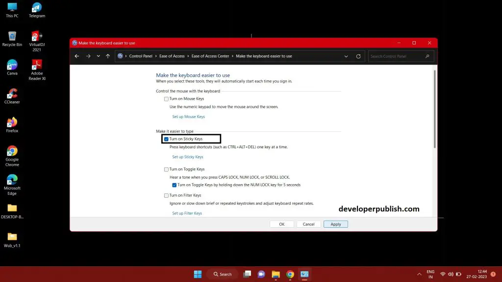 How to Turn On or Off Sticky Keys in Windows 11