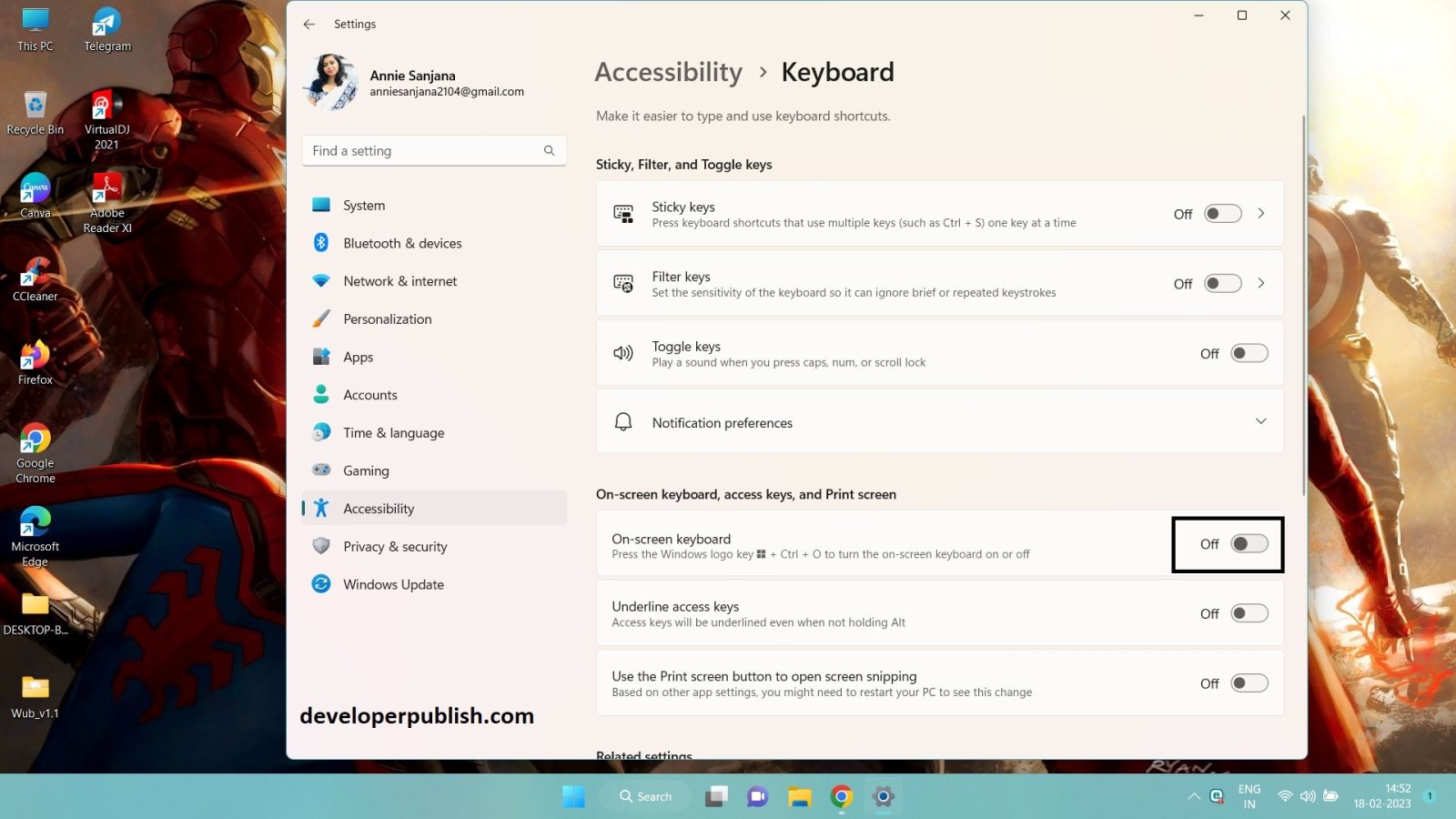 how to activate on screen keyboard windows 11
