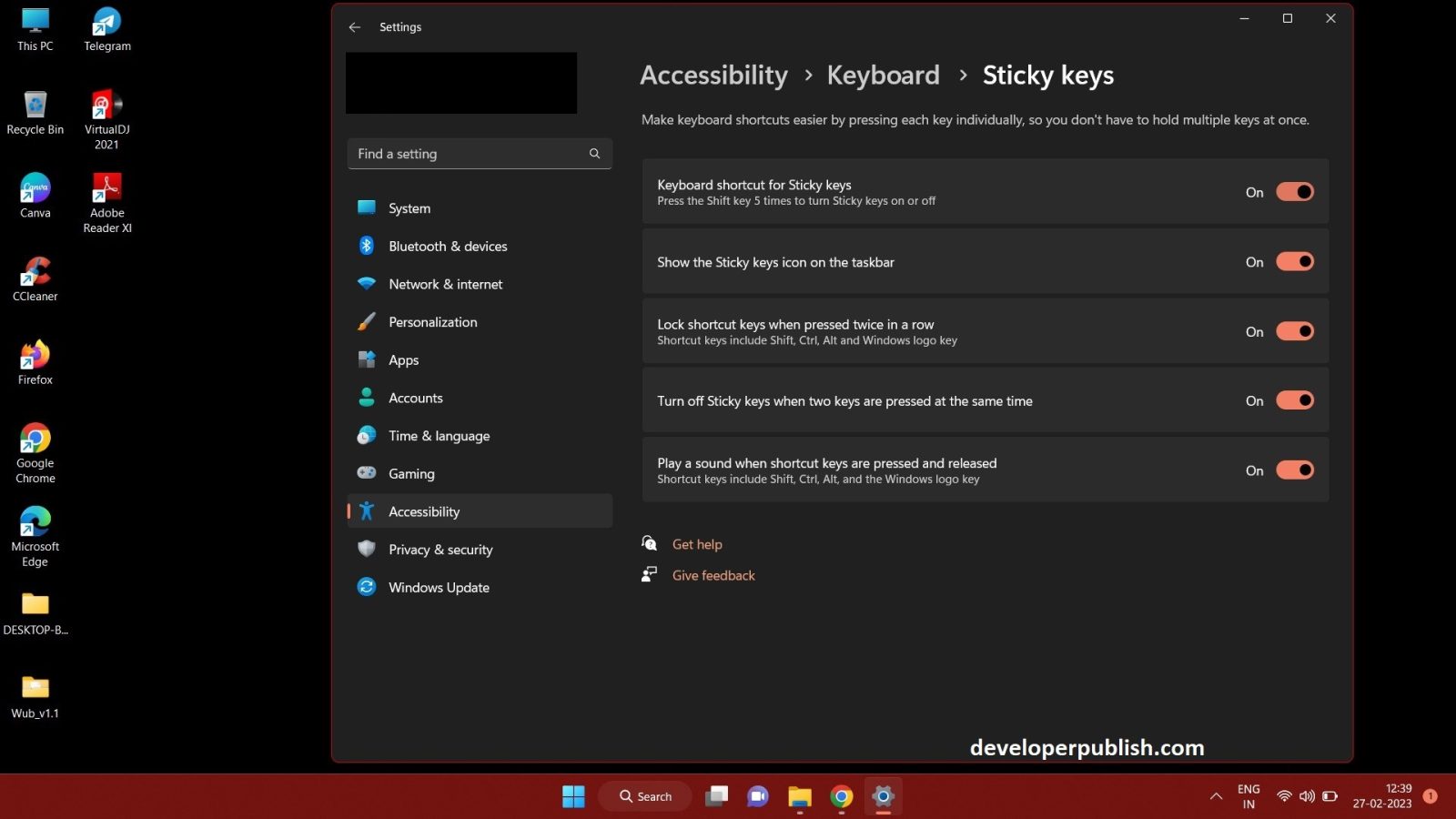 How to enable sticky keys