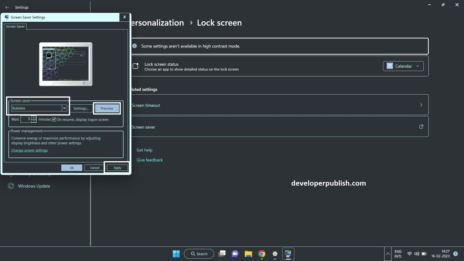 How to Turn on or off Screen Saver in Windows 11?