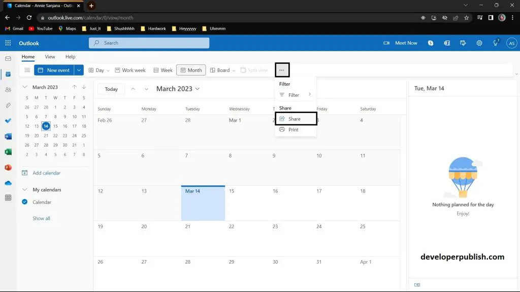 How to share your Outlook Web Calendar with Others?