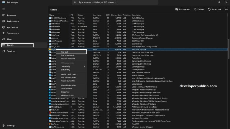 windows 11 restart explorer process