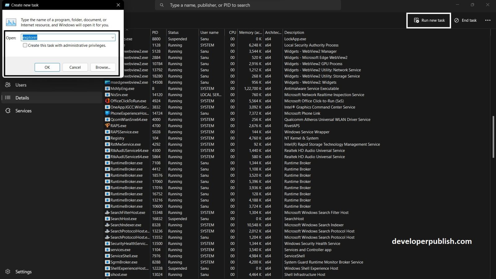 How to Restart Windows Explorer Process in Windows 11?