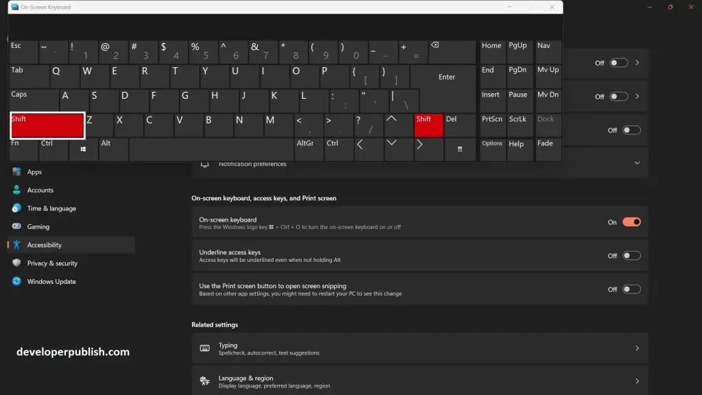 How to Enable or Disable Shift Lock on Touch Keyboard in Windows 11?