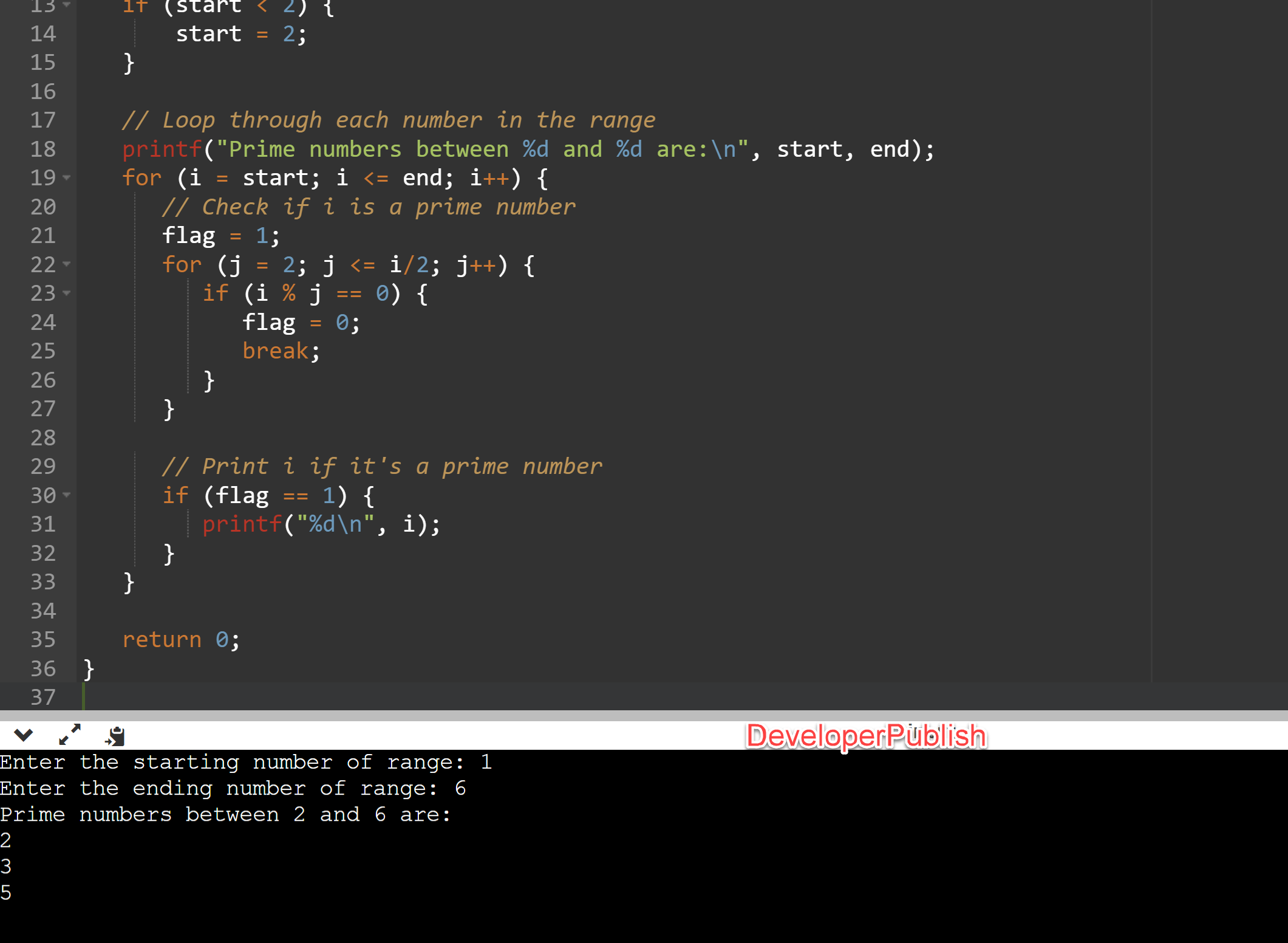 c-program-to-find-prime-numbers-in-a-given-range