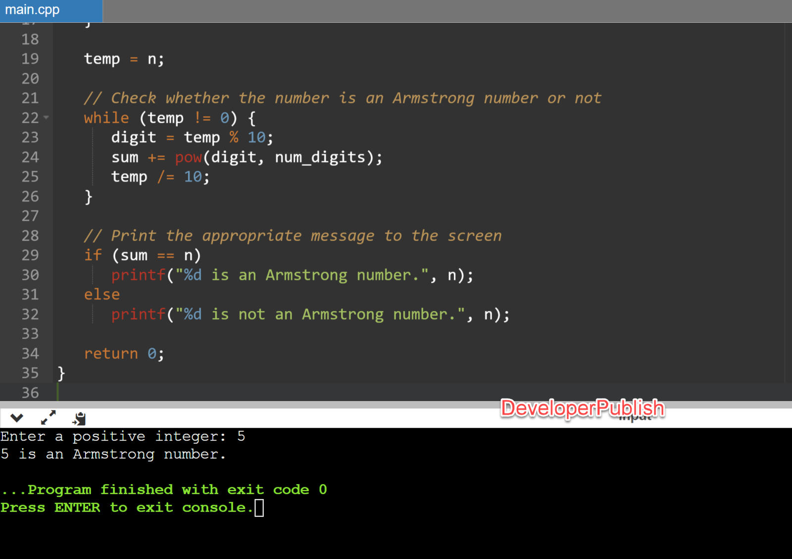C Program to Check for Armstrong Number