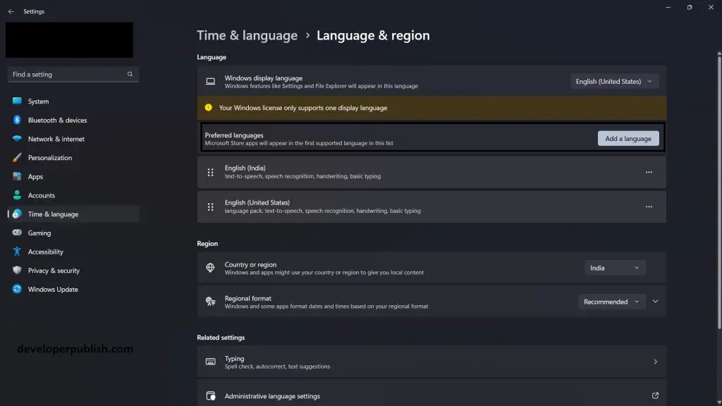 How to change language in windows 11?