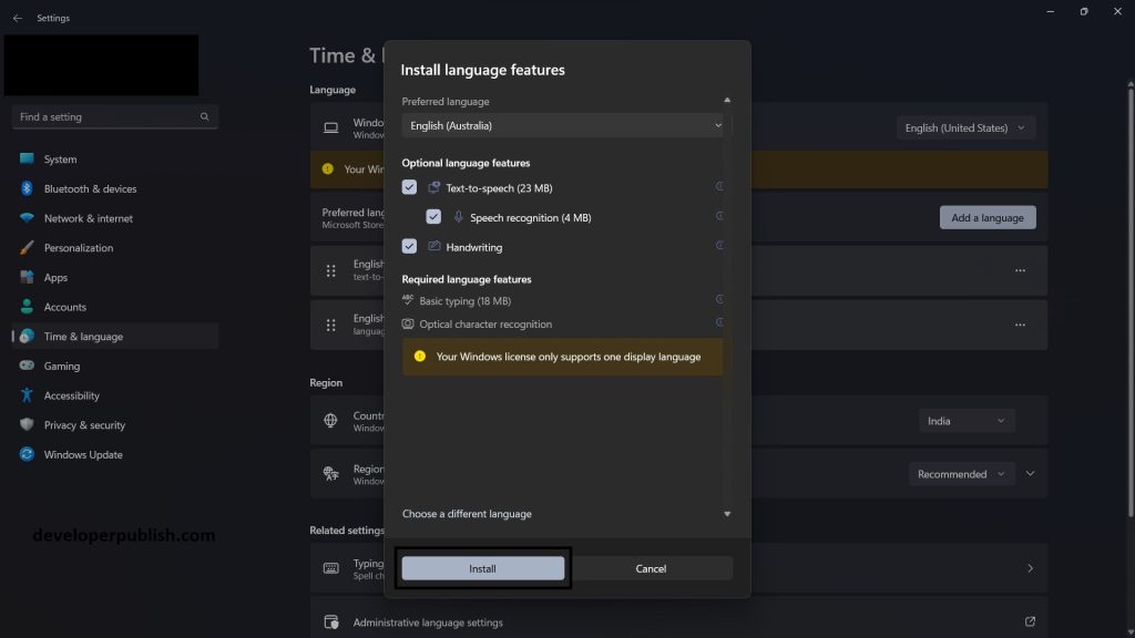 How to change language in windows 11?