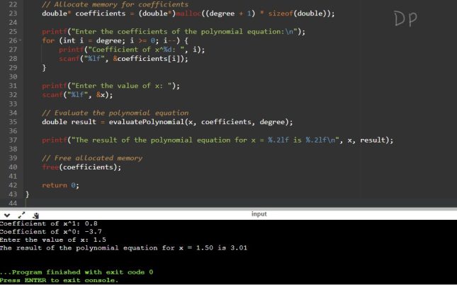 C Program to Evaluate the Given Polynomial Equation