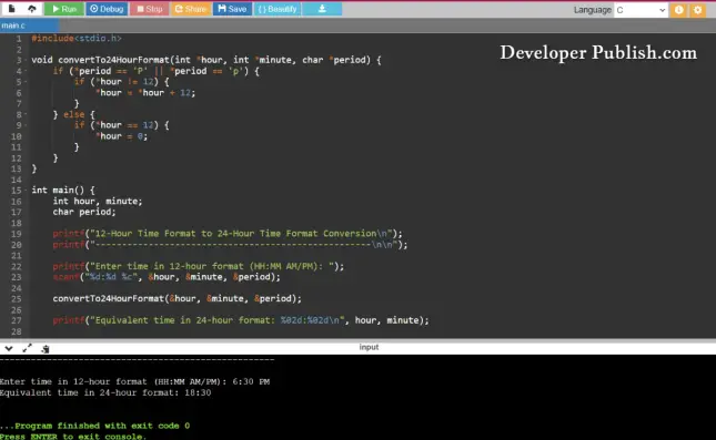 c-program-to-convert-time-from-12-hour-to-24-hour-format