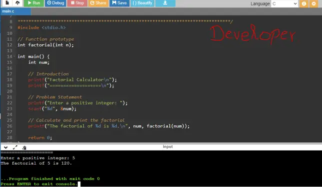 C Program to Find the Factorial of a Number using Recursion