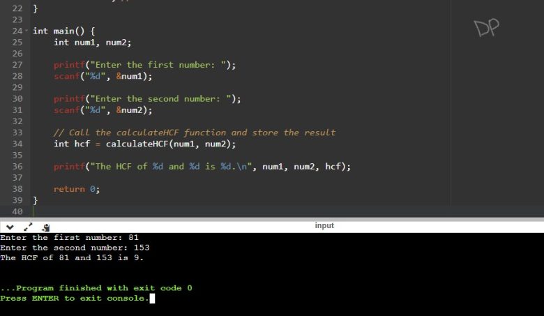 C Program to Find HCF of Two Numbers