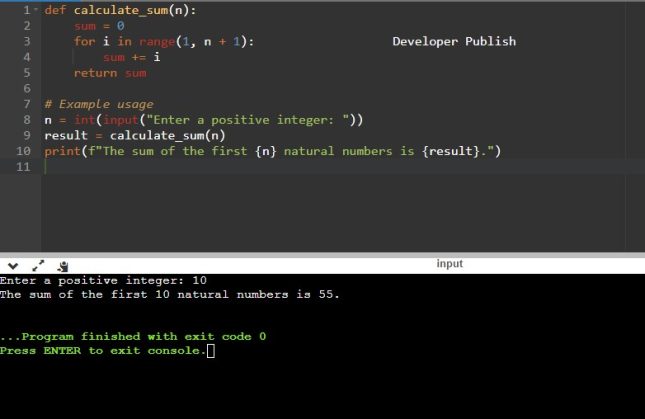 Python Program to Find Sum of First N Natural Numbers