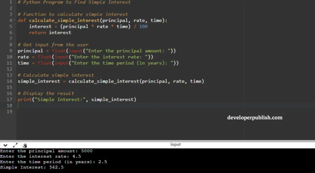 Python Program to Find Simple Interest