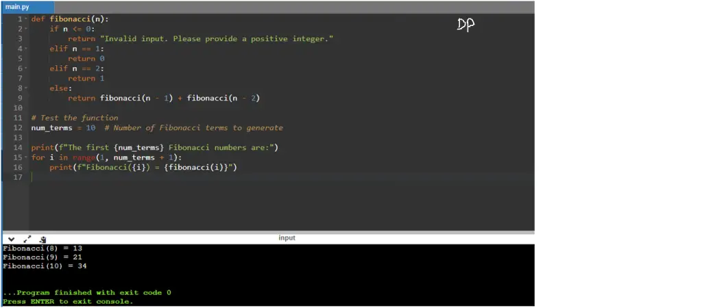 Python Program to Find Fibonacci Numbers using Recursion