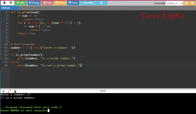 Python Program to Check Prime Number
