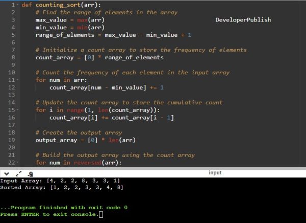 Python Program to Implement Counting Sort