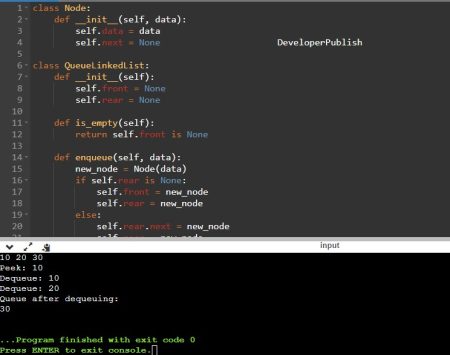 Python Program to Implement Queue using Linked List