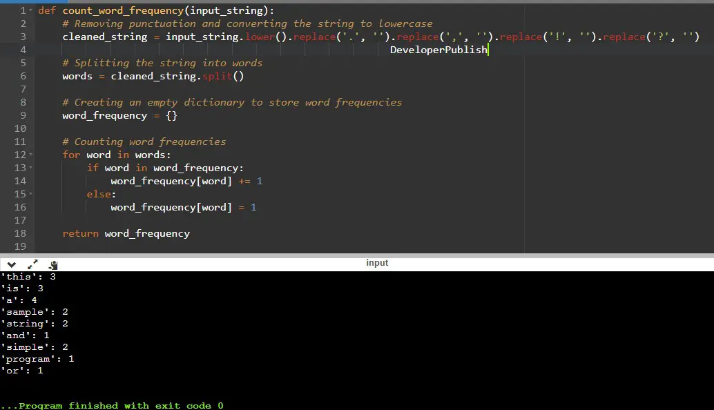 Python Program to Count the Frequency of Each Word in a String using ...