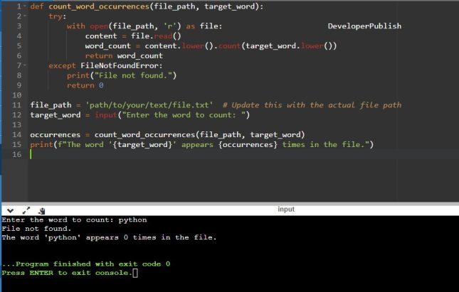 Python Program to Count the Occurrences of a Word in a Text File