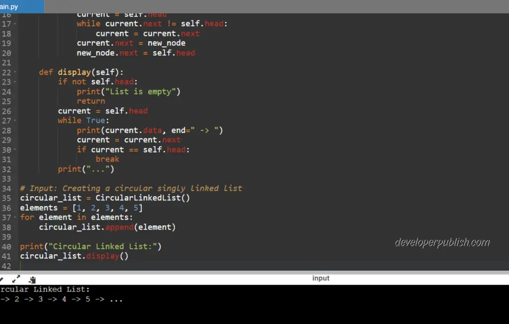 Python Program to Demonstrate Circular Single Linked List