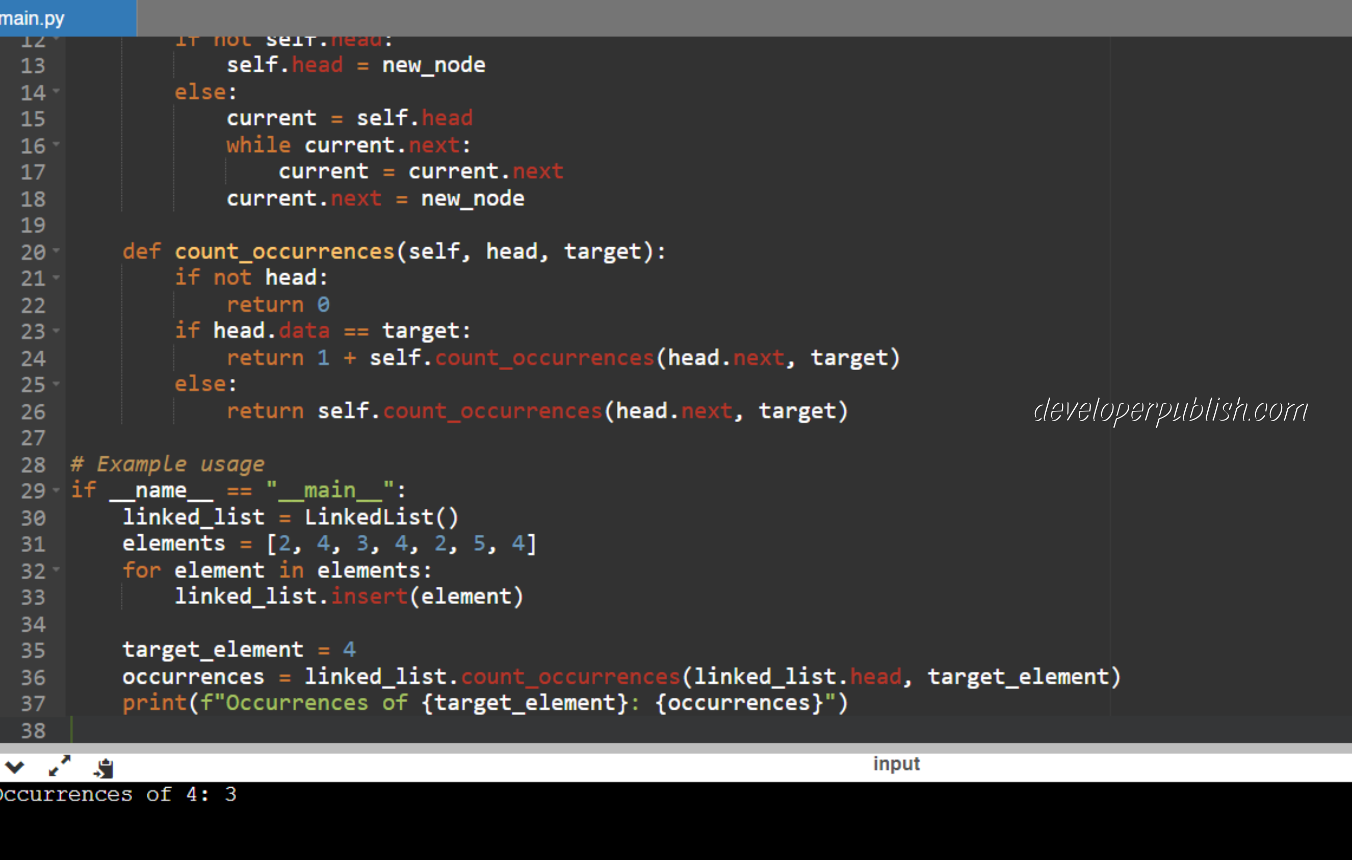 Python Program To Count The Occurrences Of Elements In A Linked List