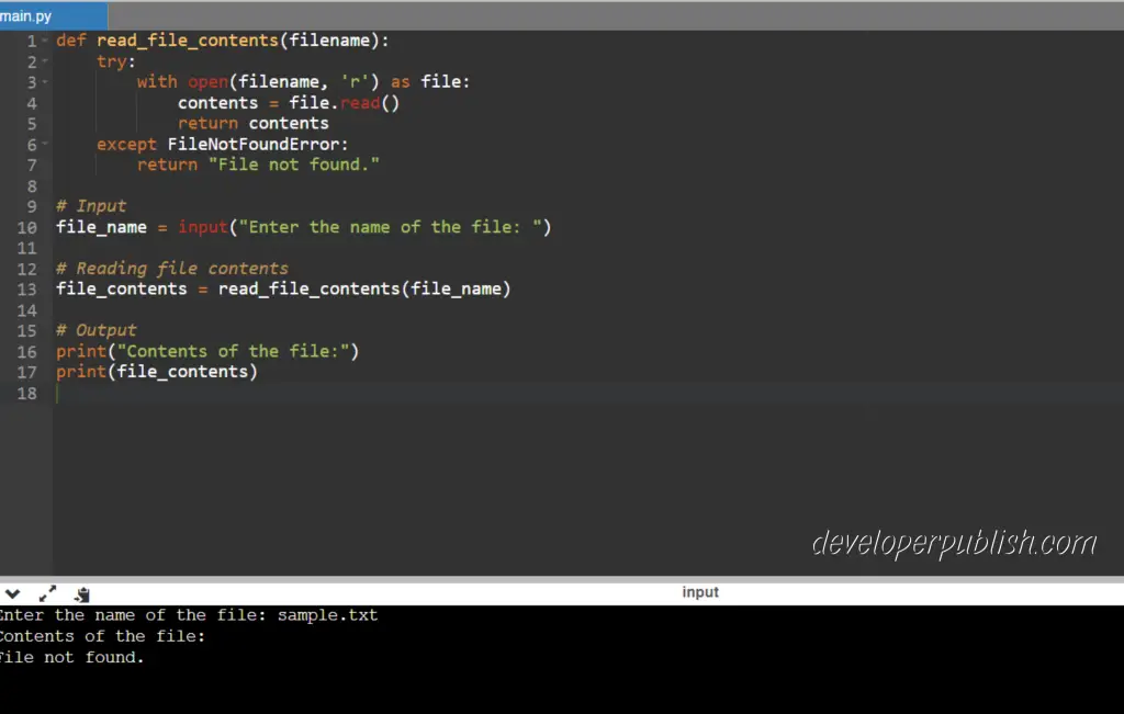 Python Program to Read the Contents of the File