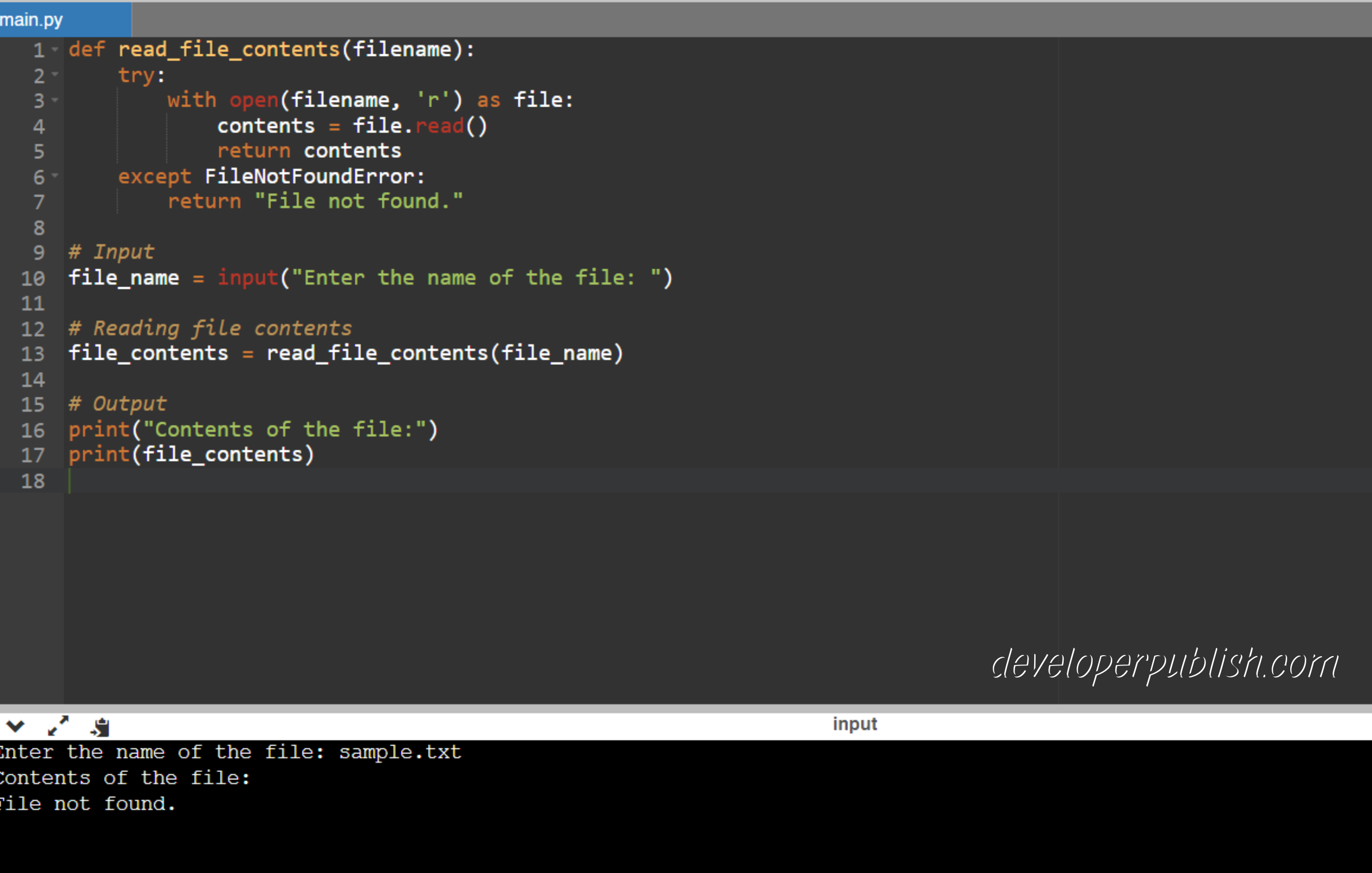Python Program to Read the Contents of the File