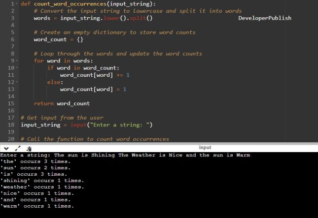 Python Program to Count the Occurrences of Each Word in a String