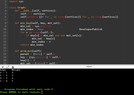 Python Program to Find Minimum Spanning Tree using Prim’s Algorithm